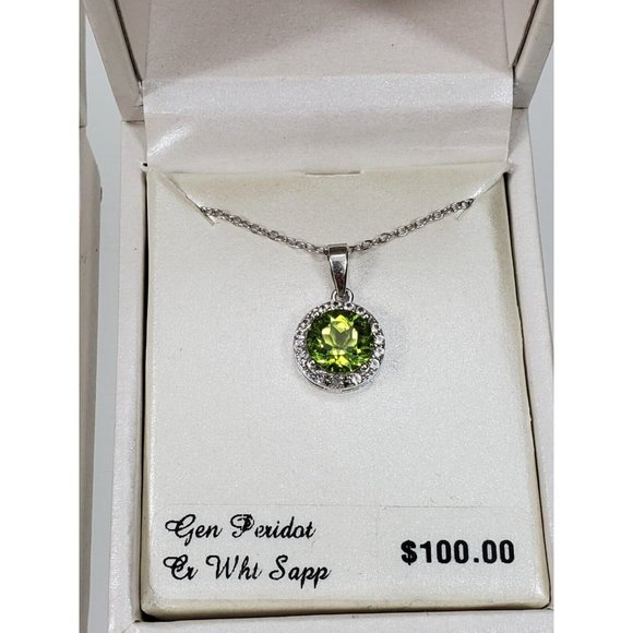 Sterling Lab-Created Blue & Green Sapphire Star Stud Earrings & 18" Necklace - Picture 8 of 12